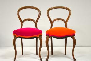 Heirloom Dining Chairs, covered in Designers Guild Velvet