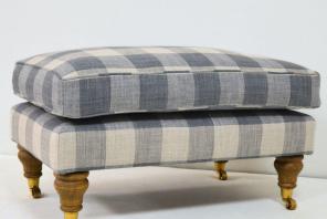 Cushion Topped Footstool in a Colefax and Fowler Check Fabric
