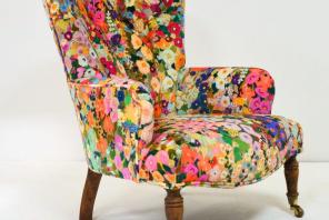 Button Back Chair Reupholstered in a House of Hackney Printed Velvet