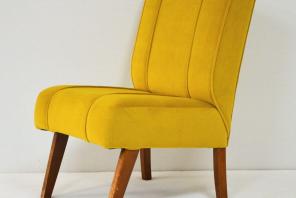 Small Chair Reupholstered in a J Brown Fabrics Yellow Velvet