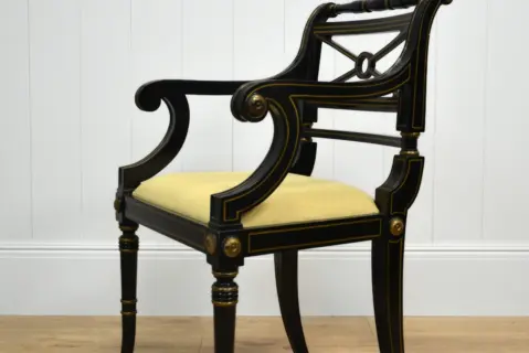 Wooden chair gold detailing