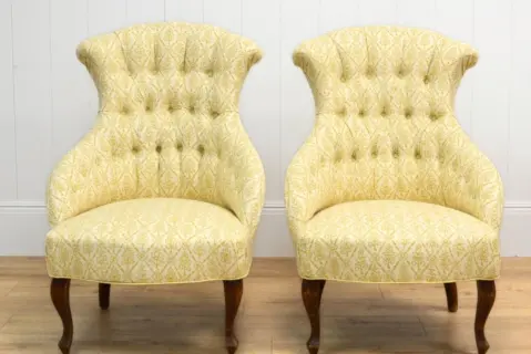 Yellow twin button back chair 4