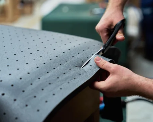 Latex foam cutting