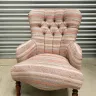 Buttoned Back Chair Reupholstery in a Colefax & Fowler Weave Fabric