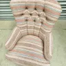 Buttoned Back Chair Reupholstery in a Colefax & Fowler Weave Fabric