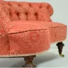 Victorian Crescent-Shape Sofa - Recovered in a Woven Fabric and Traditional Gimp Braid