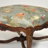Wooden French Stool, Recovered in an Embroidered Sage Green Floral Fabric