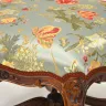Wooden French Stool, Recovered in an Embroidered Sage Green Floral Fabric