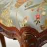 Wooden French Stool, Recovered in an Embroidered Sage Green Floral Fabric
