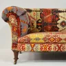 Antique Sofa Reupholstered in a Traditional Kilim Rug & Stud Detailing