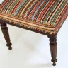 Colourful Reupholstered Footstool with Beautiful Wooden Legs