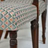 Wooden Dining Chairs Reupholstered in a Colefax & Fowler Fabric