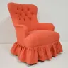 Skirted Buttonback Armchair with Curved Arms