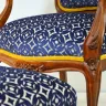 Wooden Frame Chair and Footstool with Contrast Piping