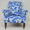 Small Armchair Reupholstered in a Bright, Bold Patterned Fabric