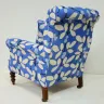 Small Armchair Reupholstered in a Bright, Bold Patterned Fabric