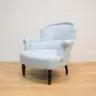 SMALL ARMCHAIR REUPHOLSTERED IN PRINTED LINEN FABRIC