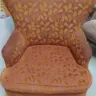 SMALL ARMCHAIR REUPHOLSTERED IN PRINTED LINEN FABRIC