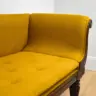 Stunning Antique Sofa Reupholstered in a Mustard Linen and Boucle Fabric