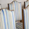 Set of Blue Striped Cut Velvet Reupholstered Dining Chairs