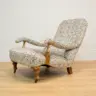 Laidback Armchair Reupholstered In a Patterned Cut Velvet Fabric