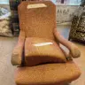 Laidback Armchair Reupholstered In a Patterned Cut Velvet Fabric