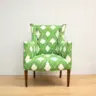 Lovely Shaped Armchair Reupholstered in a Green Sanderson Fabric