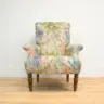 Armchair Reupholstered in a Tropical Linwood Velvet Fabric
