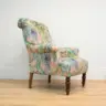 Armchair Reupholstered in a Tropical Linwood Velvet Fabric