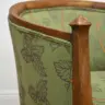 Wooden Tub Chair Recovered in a Green Linen