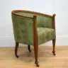 Wooden Tub Chair Recovered in a Green Linen