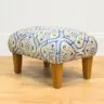 Small Footstoll Re-Covered in a Linwood Linen Print