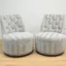 Button Back Swivel Chairs Re-Covered in a Colefax & Fowler Fabric