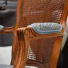 Rattan Chair Reupholstery Using Anastasia, Amber Marine Fabric by de Le Cuona