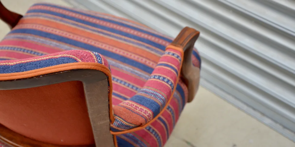Reupholstery of a Hillcrest chair for Griffin Interiors