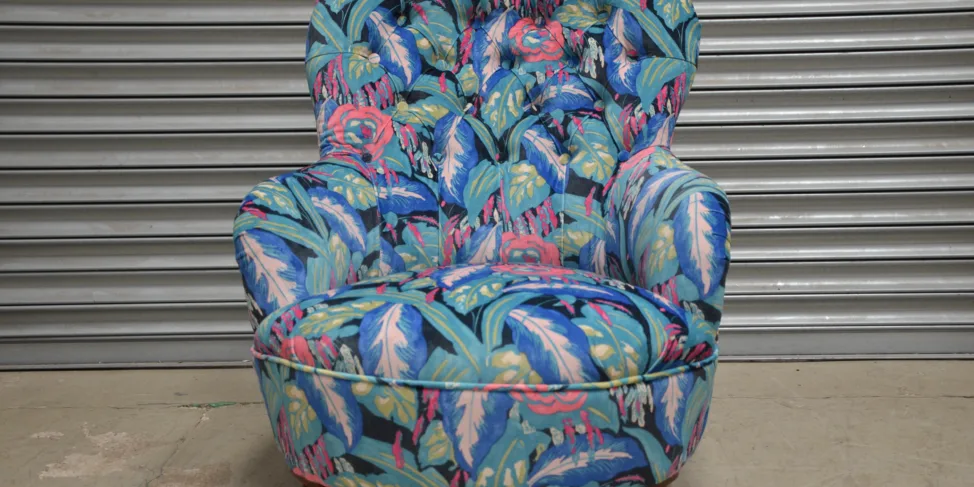 Iron Backed Chair Reupholstery in a Linwood Printed Velvet