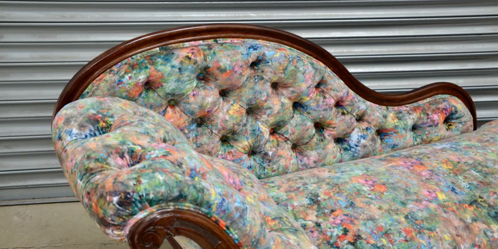 Buttoned Back Chaise - Recovered