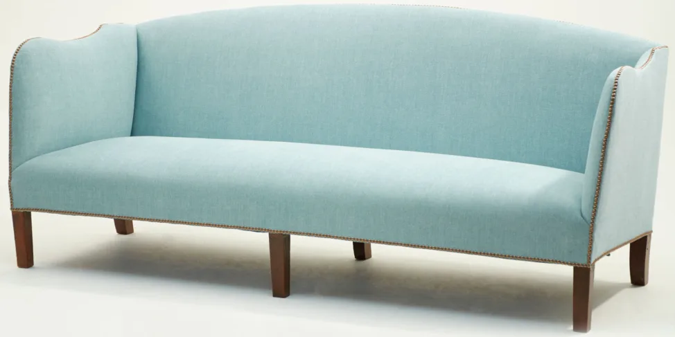 High Side Sofa Reupholstered with Studding Details