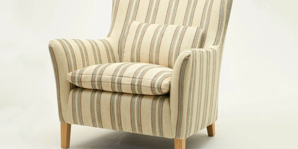 Reupholstered Striped Armchair