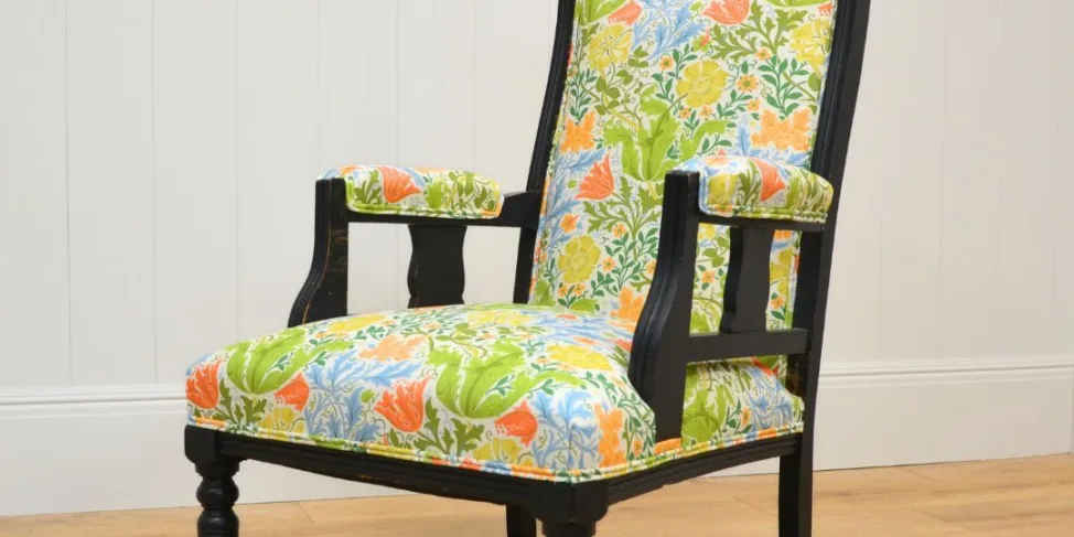 Wooden Frame Chair Recovered in a William Morris Fabric
