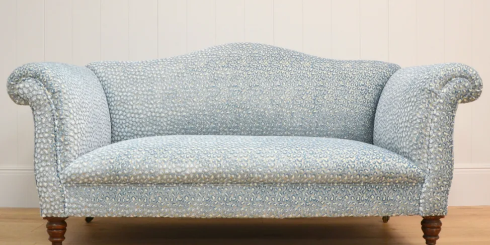 Light Blue Leopard Curved Sofa