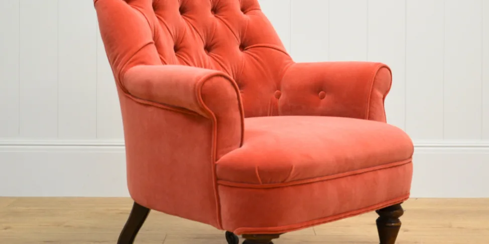 Sweet Armchair Reupholstered in a Linwood Velvet Fabric