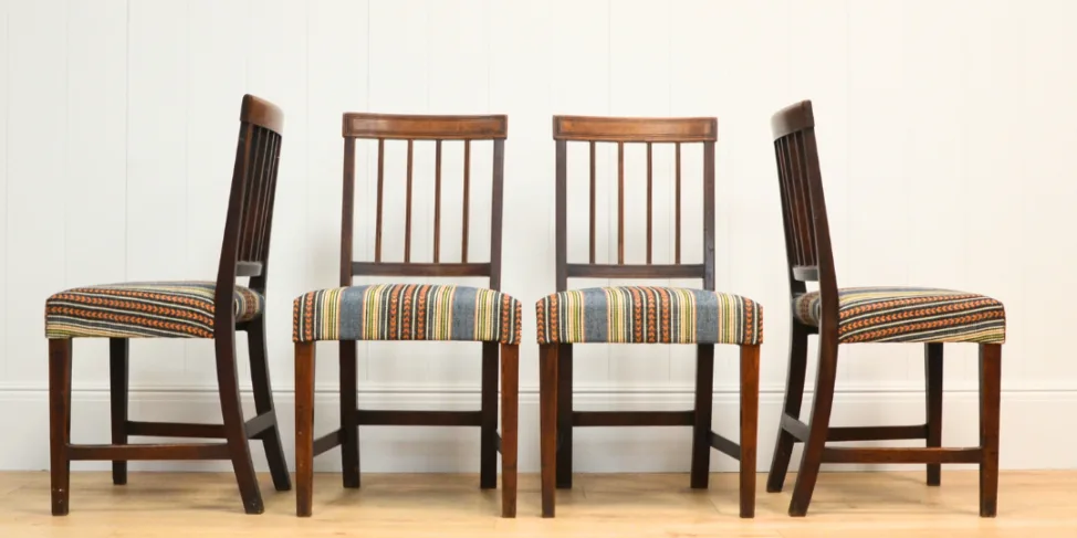 Reupholstered Dining Chairs in a Mulberry Stripe
