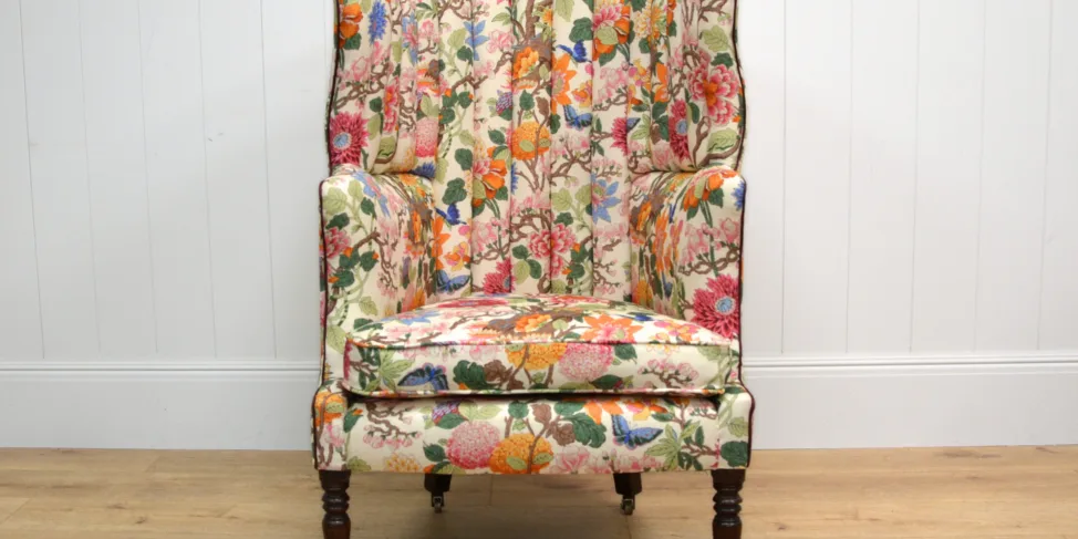 Fluted Arm Chair Reupholstered in 'Magnolia' by GP&J Baker