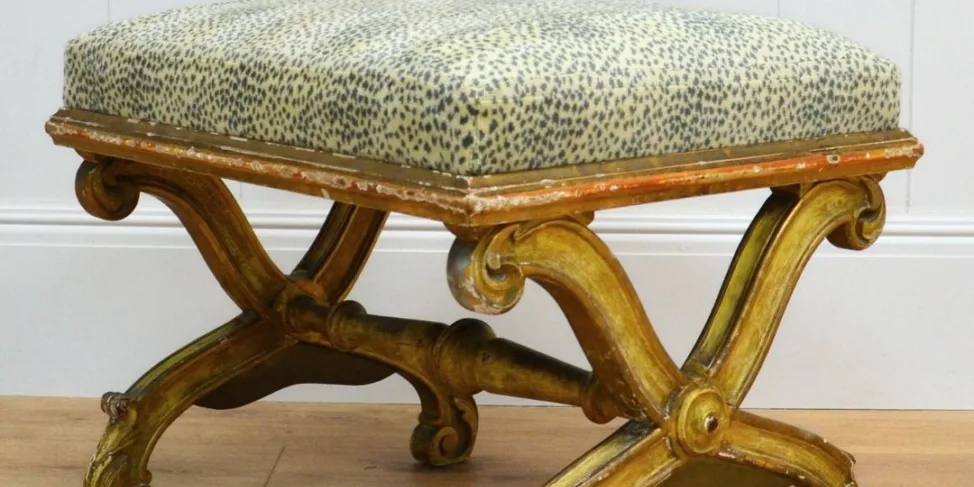 Antique Footstool in a Colefax & Fowler Fabric