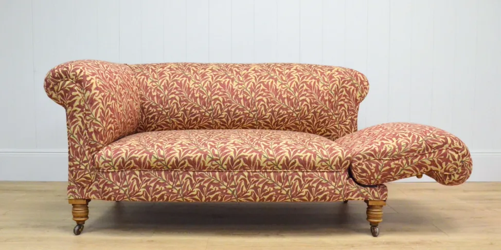 Antique Drop-Arm Sofa, Recovered in a William Morris Fabric