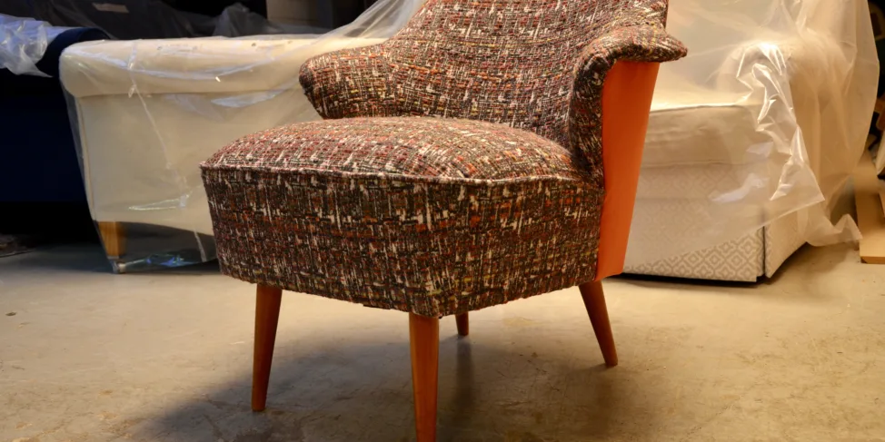 Retro Chair Reupholstery in a Textured Woven Fabric