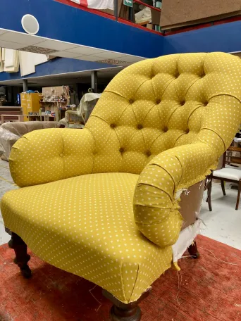 Reupholstered Buttoned Back Chair