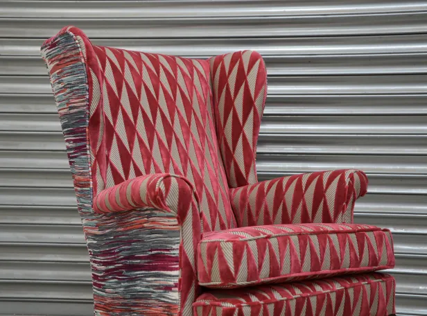Wing Chair Recovered - Contrasting Fabric