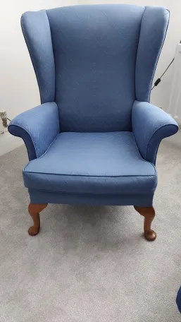 Wing Chair Recovered - Contrasting Fabric